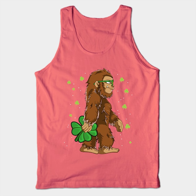 Bigfoot With Shamrock Funny St Patrick's Day Gift Tank Top by HCMGift